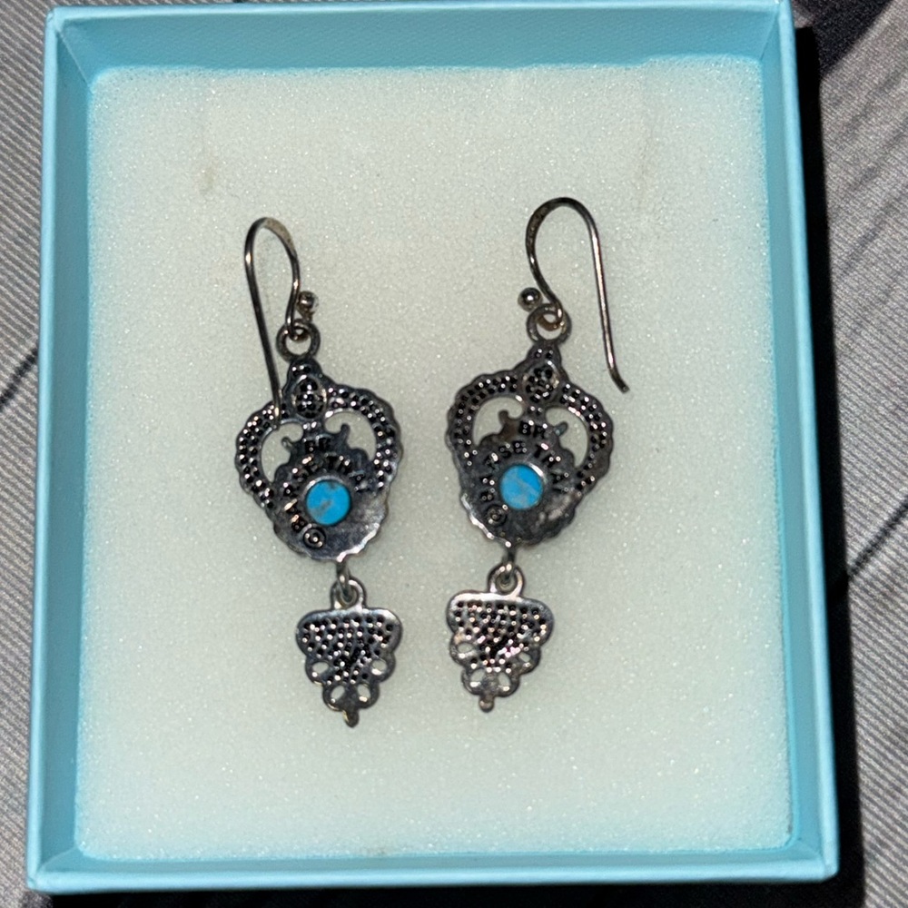 Barse Turquoise Dangle Earrings - Picture 3 of 4